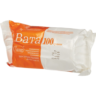 Перевяз. ср-ва Вата гигиен. нестер. 100г 150шт/уп Емельянъ Савостинъ