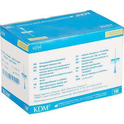 Игла-бабочка Устройство для влив в малые вены Luer Lock 20G KD-Fly 100шт/уп