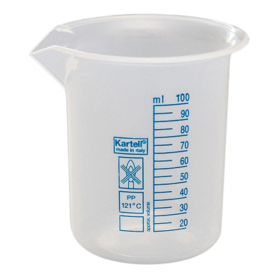 Мерный стакан 100 мл ПП 12 шт/уп, автоклав. +121С, Kartell 11000820