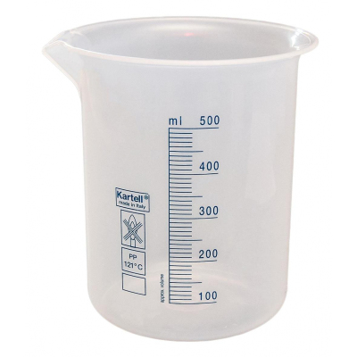 Мерный стакан 500 мл ПП 12 шт/уп, автоклав. +121С, Kartell 11000816