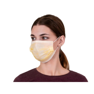 Маска медицинская 3х-слойная, одноразовая, желтый, 50 шт/уп
