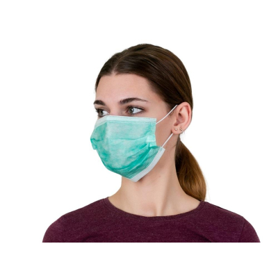 Маска медицинская 3х-слойная, одноразовая, зеленый, 50 шт/уп