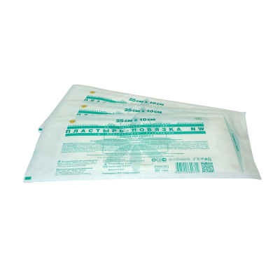 Перевяз. ср-ва Пластырь-повязка неткан основа впит подушка 25x10см 50шт/уп