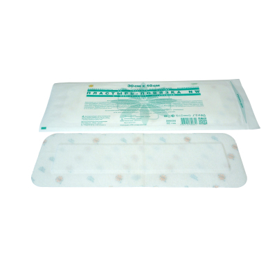 Перевяз. ср-ва Пластырь-повязка неткан основа впит подушка 30x10см 50шт/уп