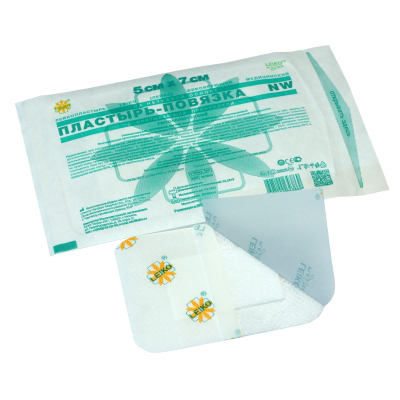Перевяз. ср-ва Пластырь-повязка неткан основа впит подушка 5x7см 50шт/уп