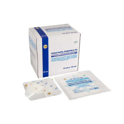 Перевяз. ср-ва Пластырь-повязка прозр основа впит подушка 10x10см LEIKO