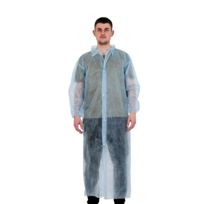 Халат н/с процед,на кнопке,рукав рез, р-р(XXL),голубой,КЛЕВЕР-ПРО,10шт/уп