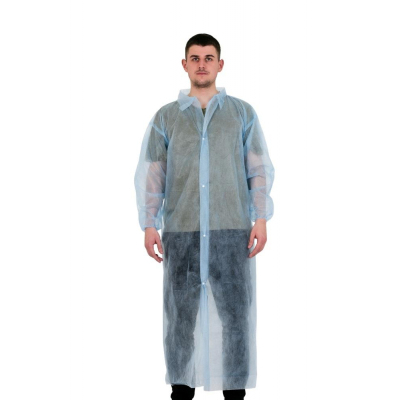 Халат н/с процед,на кнопке,рукав рез,р-р (XL),голубой,КЛЕВЕР-ПРО,10шт/уп