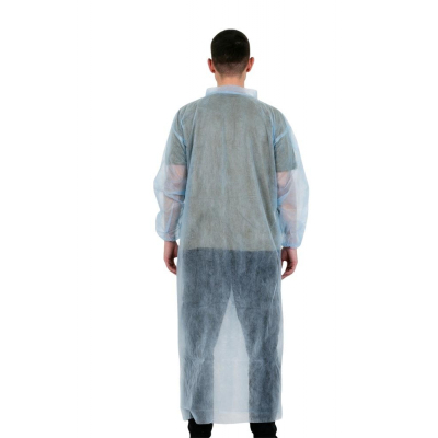Халат н/с процед,на кнопке,рукав рез,р-р (XL),голубой,КЛЕВЕР-ПРО,10шт/уп