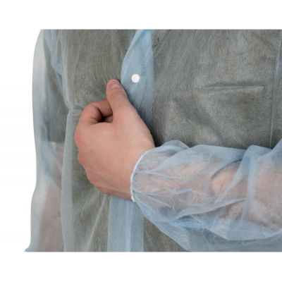 Халат н/с процед,на кнопке,рукав рез,р-р (XL),голубой,КЛЕВЕР-ПРО,10шт/уп