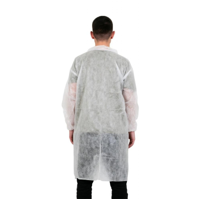 Халат н/с процед,на кнопке,рукав рез,р-р (XXL),белый,КЛЕВЕР-ПРО,10шт/уп