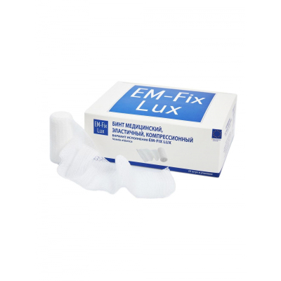 Перевяз. ср-ва Бинт эласт компресс 6cм х 4м, белый, EM-FIX LUX 20 шт./уп