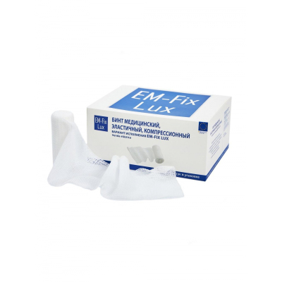 Перевяз. ср-ва Бинт эласт компресс 8cм х 4м, белый, EM-FIX LUX 20 шт./уп