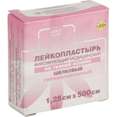 Перевяз. ср-ва Лейкопластырь 1,25х500см шелк в картоне