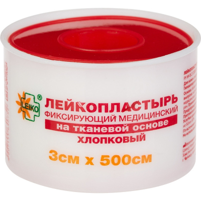 Перевяз. ср-ва Лейкопластырь 3х500см тканевый в пластике