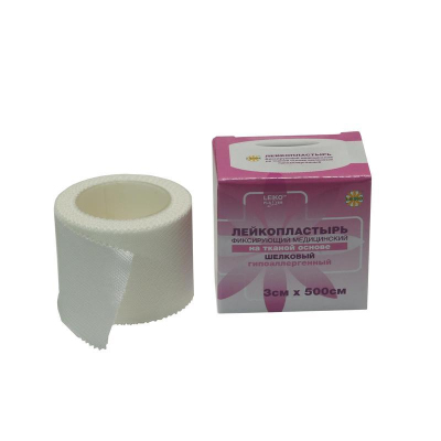 Перевяз. ср-ва Лейкопластырь 3х500см шелк в картоне