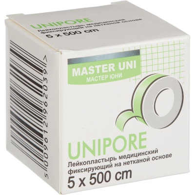 Перевяз. ср-ва Лейкопластырь 5х500см н/тканный в картоне Master Uni