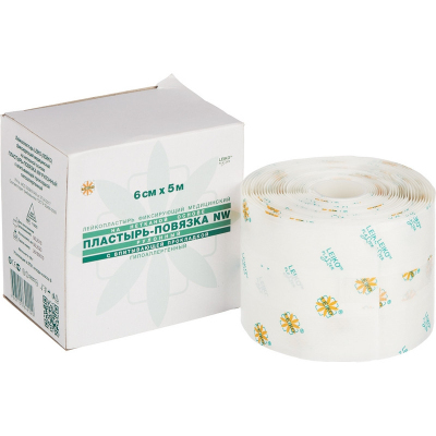 Перевяз. ср-ва Пластырь-повязка фикс.,эластичн, сорб.подушк. 6см*5м