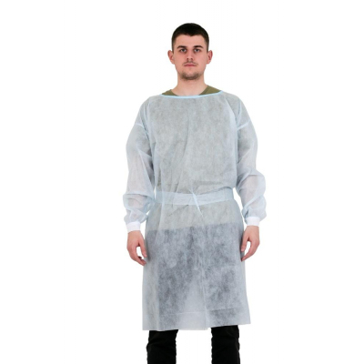 Халат операц. н/с  рук.манжета,пл. 20,110см спандбонд голубой 10шт/уп XXL