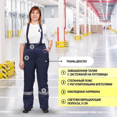 Брюки рабочие зимние жен. з07-БР дюспо (52-54) 170-176