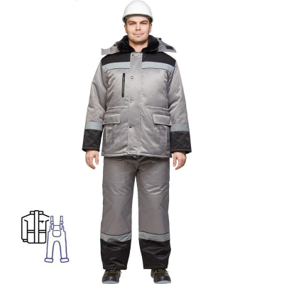 Костюм рабочий зимний з11-КПКЖ сер/черн (р.44-46) 182-188