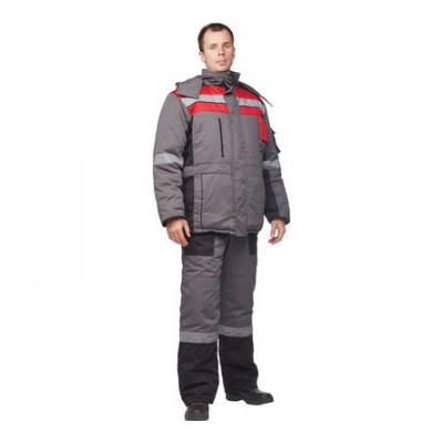 Костюм рабочий зимний з33-КПК сер/красн с СОП (р.48-50) 182-188