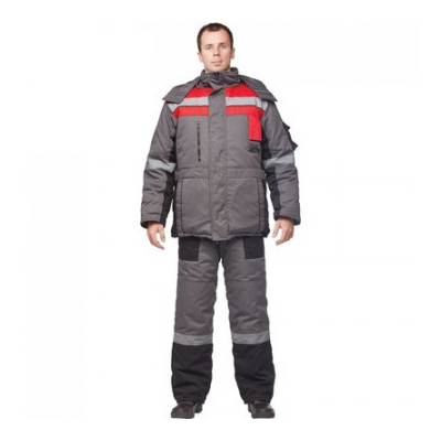 Костюм рабочий зимний з33-КПК сер/красн с СОП (р.48-50) 182-188