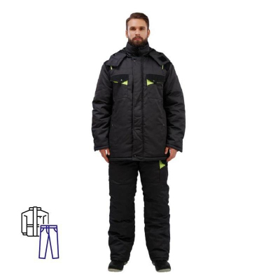 Костюм рабочий зимний з36-КБР серый/черн (р.48-50) 182-188