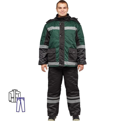 Костюм рабочий зимний з39-КБР черн/зел (р.60-62) 170-176 арт.Валькирия