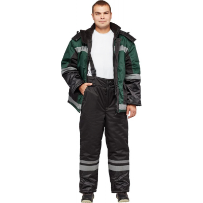 Костюм рабочий зимний з39-КБР черн/зел (р.60-62) 170-176 арт.Валькирия