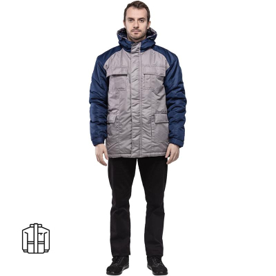 Куртка рабочая зимняя з41-КУ цв. серый/т.синий (р.44-46) 170-176