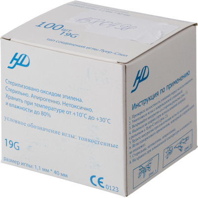 Игла инъекционная 19G (1,1х40 мм), 100 шт/уп