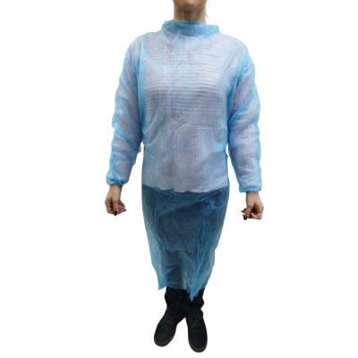 Халат процед. н/с, на завязк, рук.рез, дл.140 см, XXL,пл.25,гол, 10 шт/уп