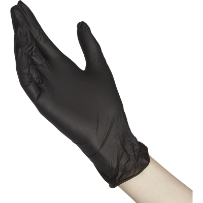 Мед.смотров. перчатки нитриловые н/c, н/о, BASIC  черн. (XL), 50пар/уп