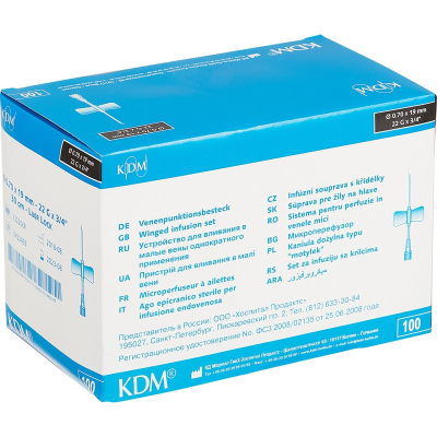 Игла-бабочка Устройство для влив в малые вены Luer Lock 22G KD-Fly 100шт/уп