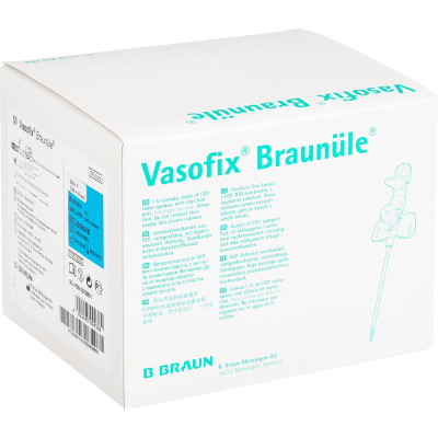 Катетер периферический с доп.портом ВазофиксБраунюля 22G (0,9х25) 50шт/уп