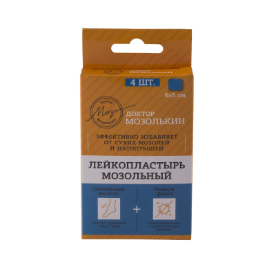 Перевяз. ср-ва Лейкопластырь Доктор Мозолькин 6х5см, 4 шт/уп