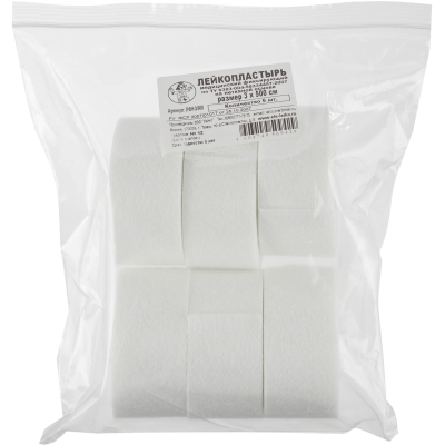 Перевяз. ср-ва Лейкопластырь 3х500см нетканый в зип-пакете,6 шт/упак, Лейко
