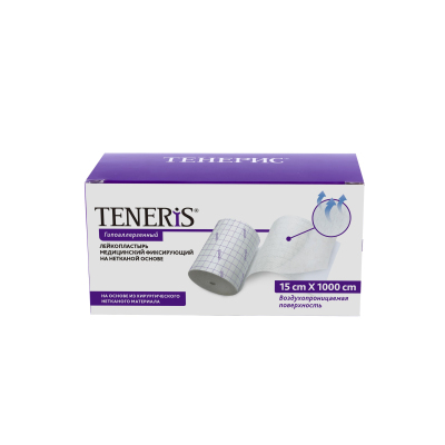 Перевяз. ср-ва ЛейкопластырьTeneris 15смх1000см мед.фиксир.нетк.осн, 1шт