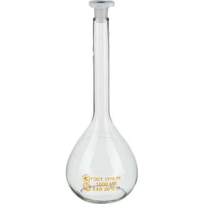 Колба мерная с пласт.пробкой 2-1000 ПП,  ГОСТ 1770-74
