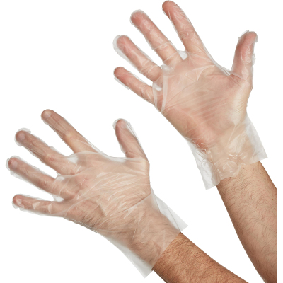 Перчатки одноразовые ТПЭ цвет прозрачн.200 шт/уп р. М