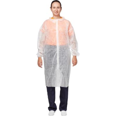 Халат на кнопках (30 гр) XL белый, 5шт/уп, СЦ