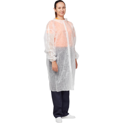 Халат на кнопках (30 гр) XL белый, 5шт/уп, СЦ