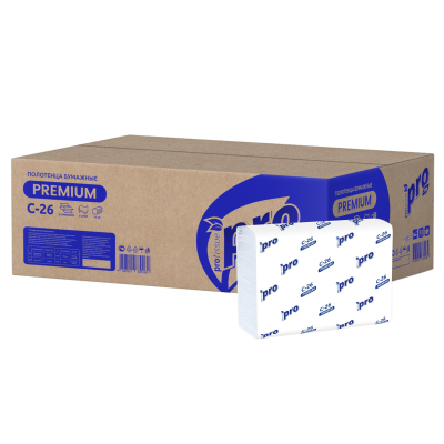 Полотенца бумажные д/дисп листовые Protissue Z-сл 2сл 15пач по 150лист C26