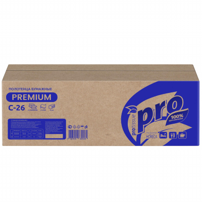 Полотенца бумажные д/дисп листовые Protissue Z-сл 2сл 15пач по 150лист C26