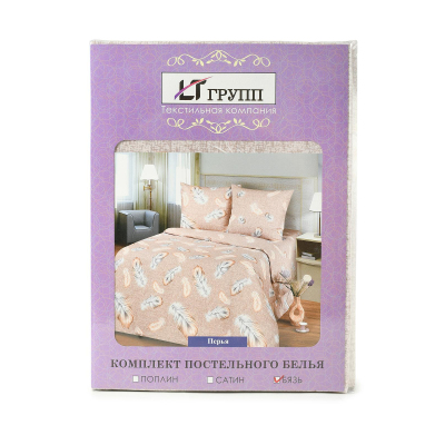 Постельное белье 1,5сп бязь 125гр/м2 (нав.50х70 2шт.), Перья