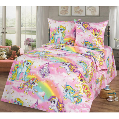 Постельное белье Ясли, бязь(под.110х147, пр.110х150, нав.40х60 1шт), Пони