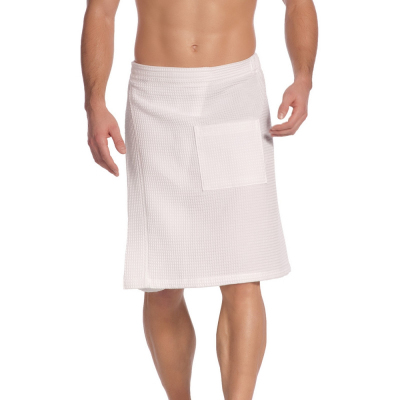 Набор для сауны вафельный 220гр/м2 2 предмета (мужской, белый)