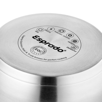 Ковш со стеклянной крышкой El Unico, нерж.сталь, d=16см h=9cм, 2л