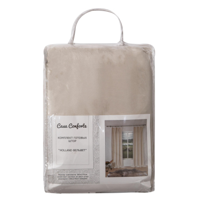 Комплект штор HOLLAND ВЕЛЬВЕТ 150х270см однотон. светло-кремов 2шт, 6176932